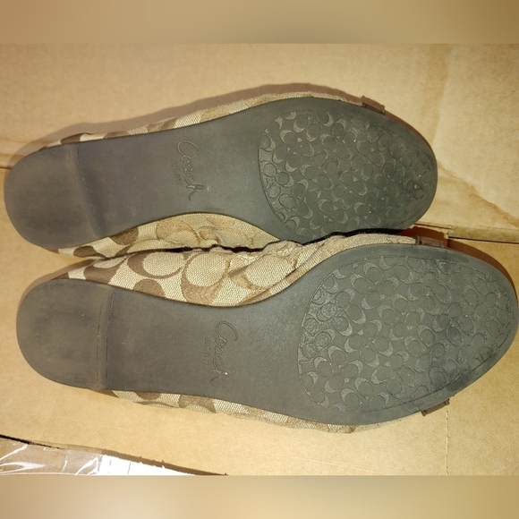 AUTHENTIC COACH JAQUARD SIGNATURE C & GENUINE LEATHER BALLERINA FLATS SIZE 11 - Picture 4 of 4